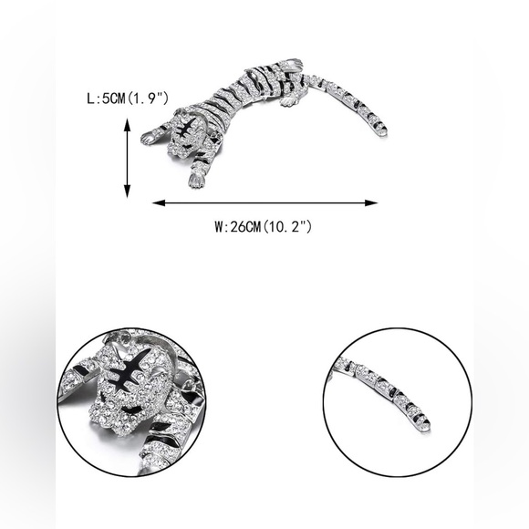 Gorgeous Large Luxury Rhinestone Tiger Zinc Alloy Brooch - Picture 12 of 13